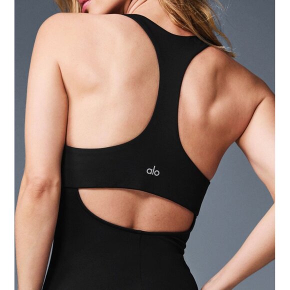 Alo Airlift Fly Dress Black Padded Sports Tennis Open Back Cut-Out Cutout Mini S - Picture 6 of 14